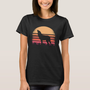Camiseta Lobo Vintage Uivando à Lua 70s 80s Retro Halloween