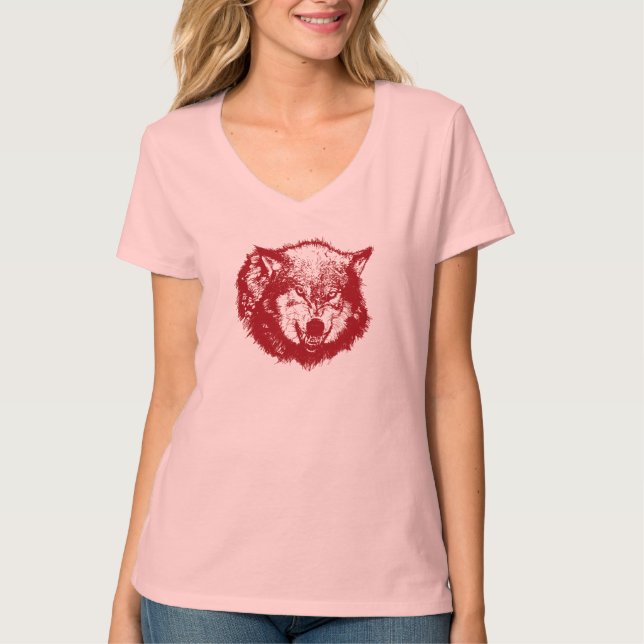 Camiseta Lobo Zangado em Vermelho (Frente)