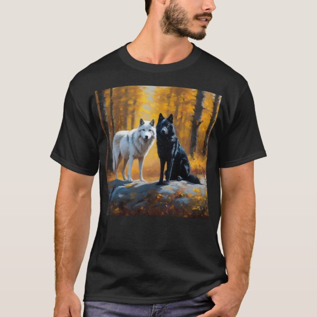 Camiseta Lobos brancos negros (Frente)