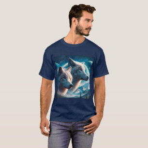 Camiseta Lobos Cinzentos Azuis Masculinos