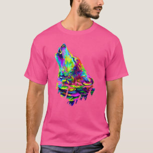 Camiseta Lobos Coloridos da Vida Selvagem Lobos Selvagens