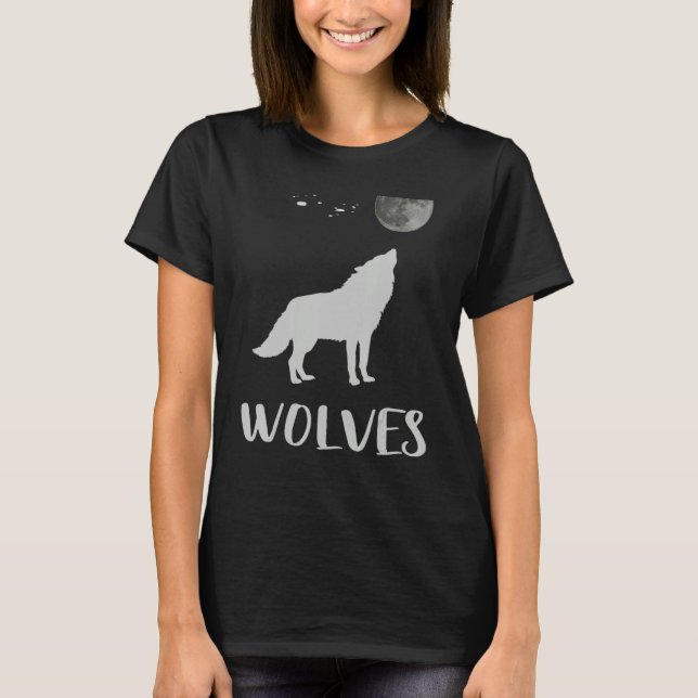 Camiseta Lobos Cujos Tribais Lobos Animais Noites de Lua Mu (Frente)
