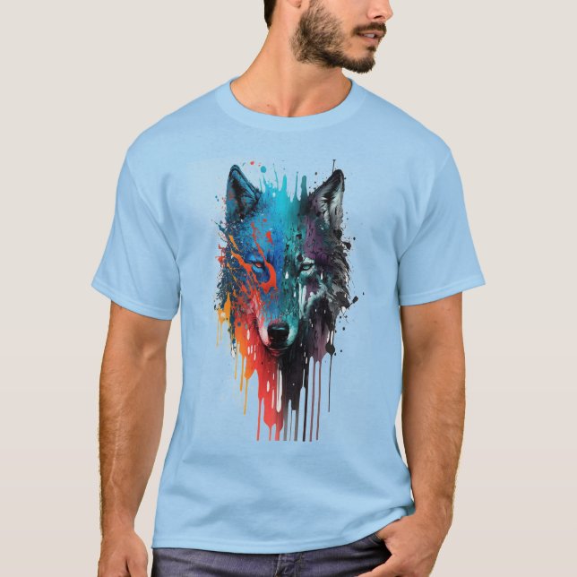 Camiseta Lobos-de-Arte Gráfica Wolves Animais Arte Fã (Frente)