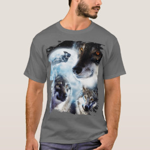 Camiseta Lobos Espaciais 3 Lobo De Neve A Uivar Na Lua 1