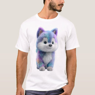 Camiseta Lobos Filhotes de Galáxia Arco-íris com Pelagem Pa