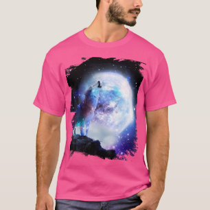 Camiseta Lobos-Lobos-Espaciais Cósmicos A Uivar Na Lua
