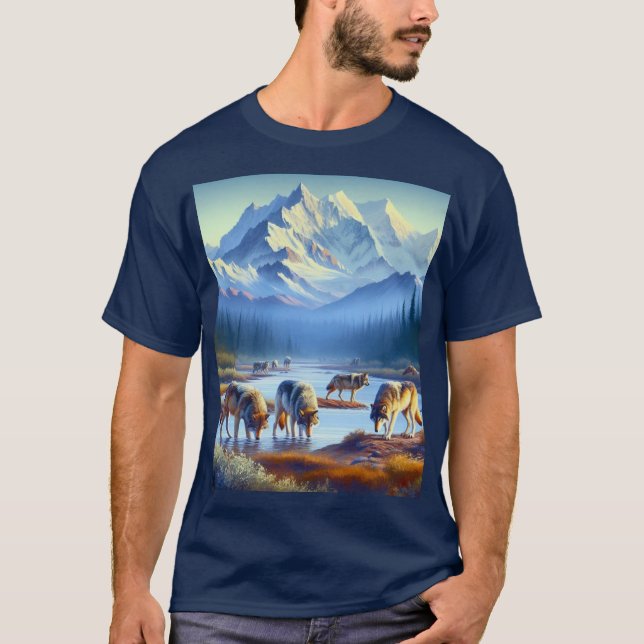 Camiseta Lobos no Parque Nacional Denali (Frente)
