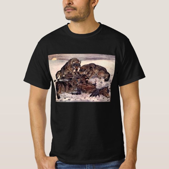 Camiseta Lobos por Winifred Austen, Animais Selvagens Antig (Frente)