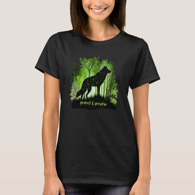 Camiseta Lobos protegem a reserva natural da natureza Gra (Frente)
