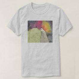 Camiseta Lobos Uivando Contra um Céu Galáctico