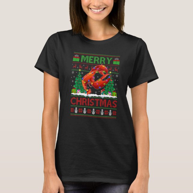 Camiseta Lobster Fish  Xmas Tree Ugly Santa Lobster Christm (Frente)