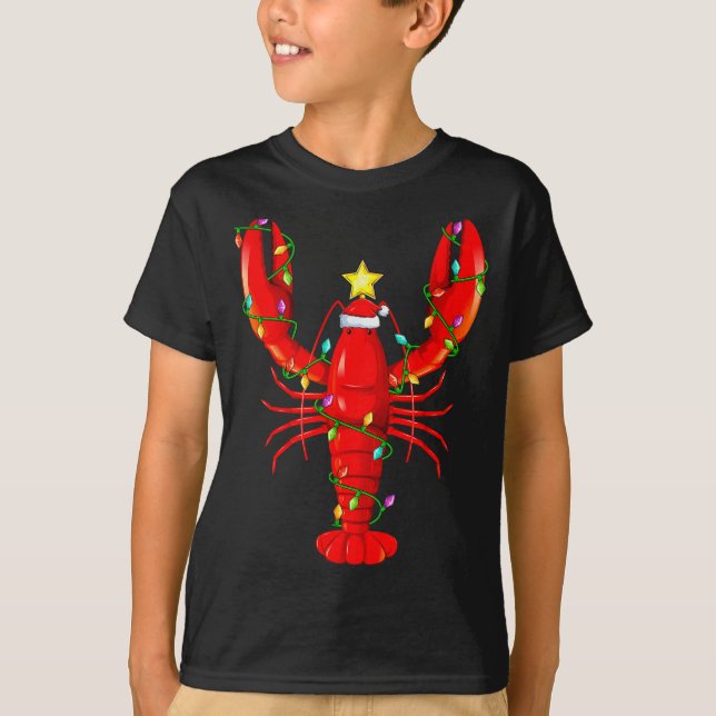 Camiseta Lobster Lighting Xmas Tree Matching Lobster Christ (Frente)