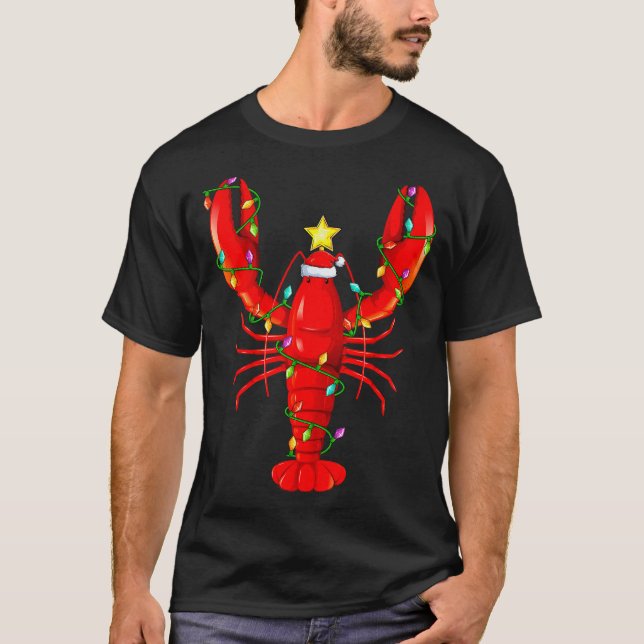 Camiseta Lobster Lighting Xmas Tree Matching Lobster Christ (Frente)