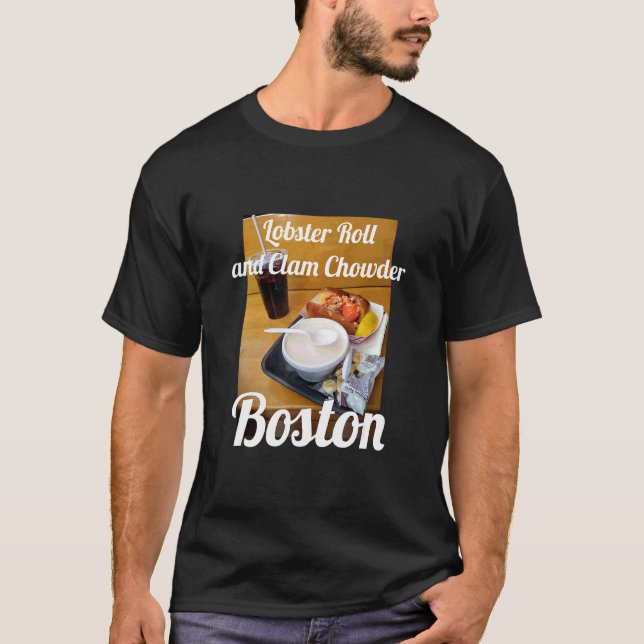 Camiseta Lobster Roll E Clam Chowder Design da Rua Boston (Frente)