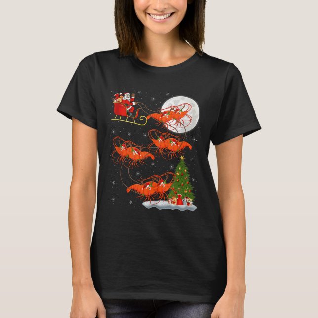 Camiseta Lobster Shrimp Santa Sleigh Flying Funny Magical C (Frente)