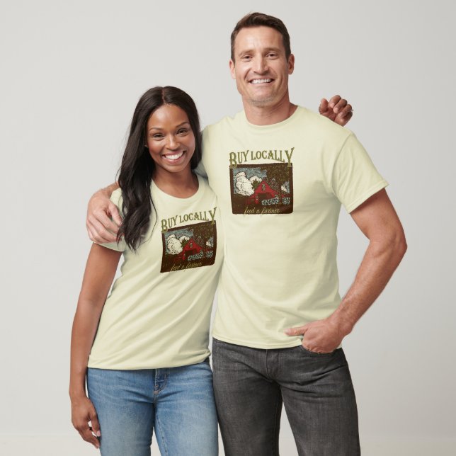 Camiseta Local do comprar, Alimente um agricultor (Unissex)