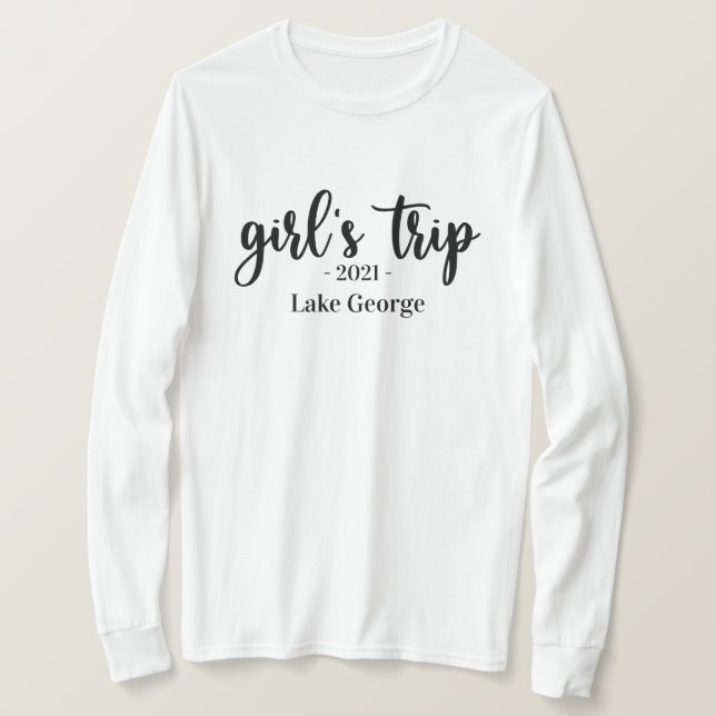 Camiseta Local e ano de viagem da Rapariga de Script (Frente do Design)