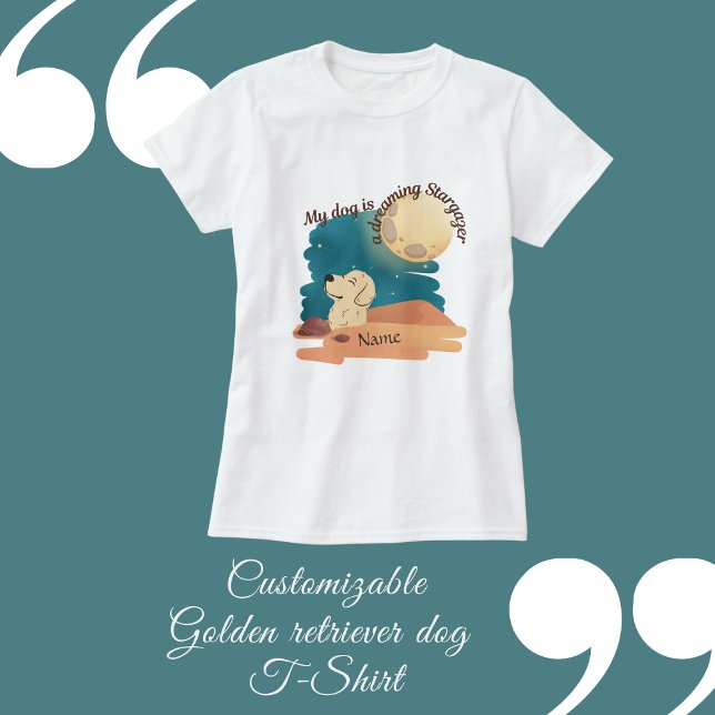 Camiseta localizador de Ouros de aquarela personalização de (Customizable Golden retriever dog T-Shirt by Hobinishop)
