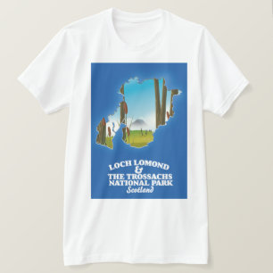 Camiseta loch lomond e o mapa do parque nacional de trossac