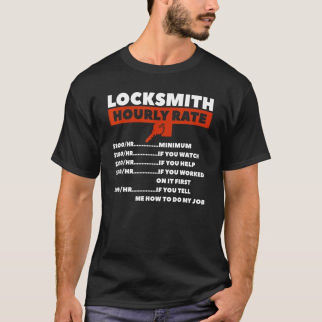 Camiseta Locksmith Taxas Horárias Bloqueadas Para Artesões (Frente)