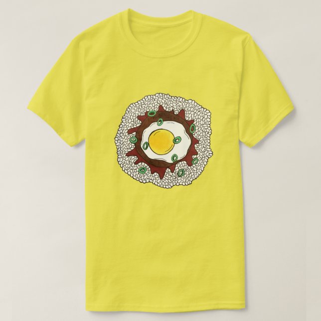 Camiseta Loco Moco Havaí - Comida de arroz Hamburger - Ovo (Frente do Design)
