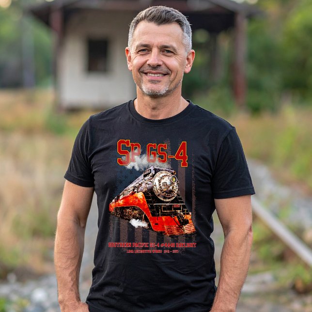 Camiseta Locomotiva a Vapor Clássica Southern Pacific GS-4 (Southern Pacific GS-4 Daylight Steam Locomotive. Mens Basic T-Shirt)