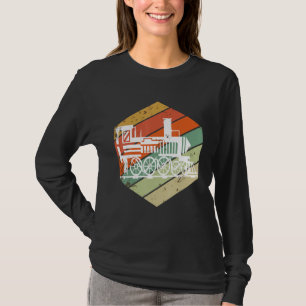 Camiseta Locomotiva a Vapor Retro Eu Amo Trens Ferrovia