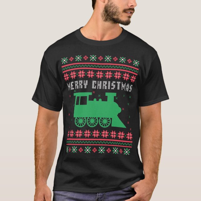 Camiseta Locomotiva de Comboio Suor de Natal Feio (Frente)