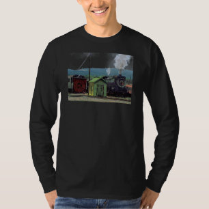 Camiseta Locomotiva de vapor que entra a jarda do trem