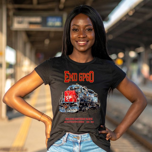 Camiseta Locomotiva diesel EMD GP60 do Pacífico Sul (EMD GP60 Diesel Locomotive of Southern Pacific. Womens Basic T-Shirt)