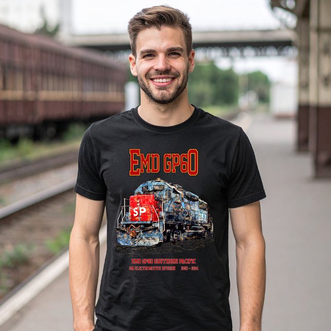 Camiseta Locomotiva diesel EMD GP60 do Pacífico Sul (EMD GP60 Diesel Locomotive of Southern Pacific. Mens Basic T-Shirt)