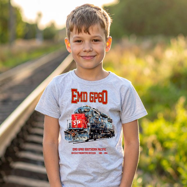 Camiseta Locomotiva diesel EMD GP60 do Pacífico Sul (EMD GP60 Diesel Locomotive of Southern Pacific. Boy Basic T-Shirt)
