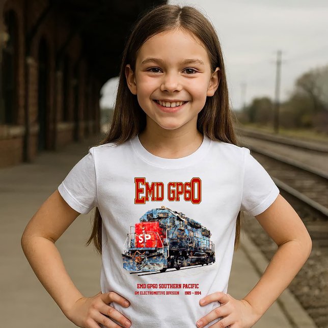 Camiseta Locomotiva diesel EMD GP60 do Pacífico Sul (EMD GP60 Diesel Locomotive of Southern Pacific. Girl Basic T-Shirt)