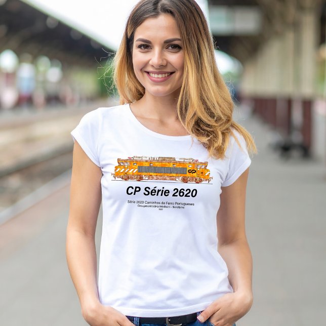 Camiseta Locomotiva elétrica CP Serie 2620. Loco Nez-Casse (CP Serie 2620 Electric Locomotive. Nez-Casse Locomotive. Womens Basic T-Shirt)
