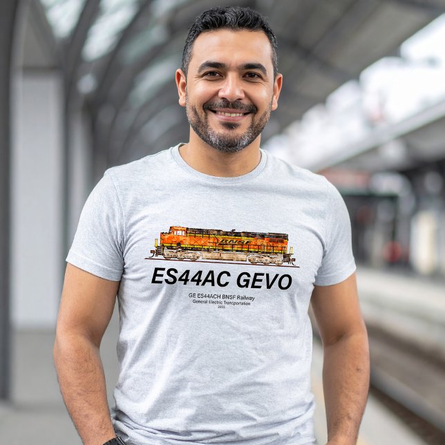 Camiseta Locomotiva GEVO GE ES44AC. comboio de mercadorias  (GE ES44AC GEVO Locomotive. BNSF freight train. Mens Basic T-Shirt)