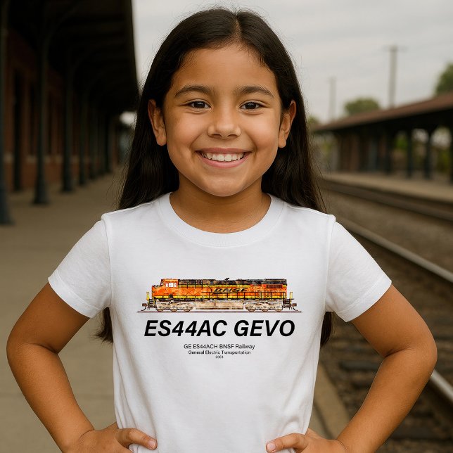 Camiseta Locomotiva GEVO GE ES44AC. comboio de mercadorias  (GE ES44AC GEVO Locomotive. BNSF freight train. Girl Basic T-Shirt)
