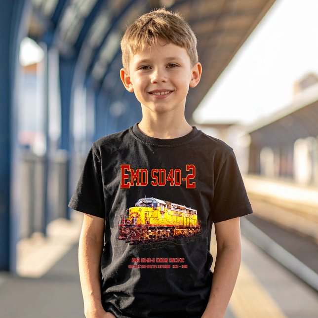 Camiseta Locomotiva Vintage EMD SD40-2 Diesel (Vintage EMD SD40-2 Diesel Locomotive. Boy Basic T-Shirt)