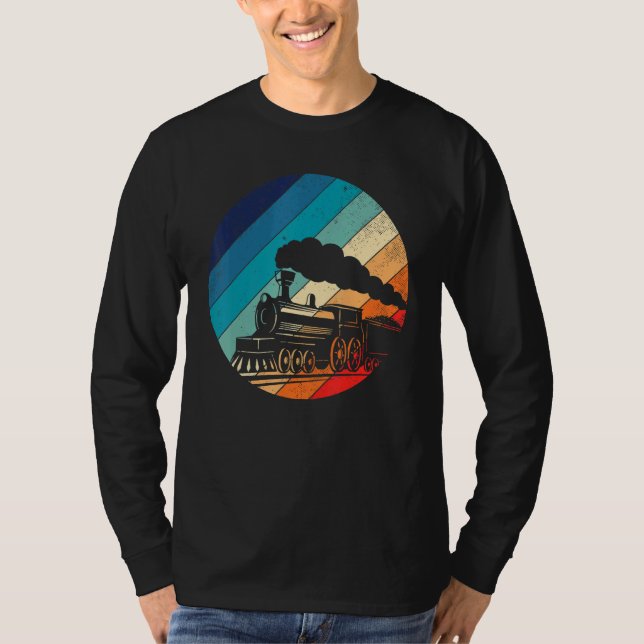 Camiseta Locomotiva Vintage Retro Train Railroad (Frente)