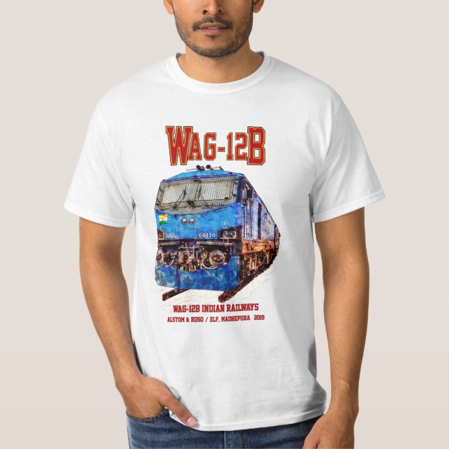 Camiseta Locomotiva WAG-12B. Caminho de ferro da Índia (Frente)