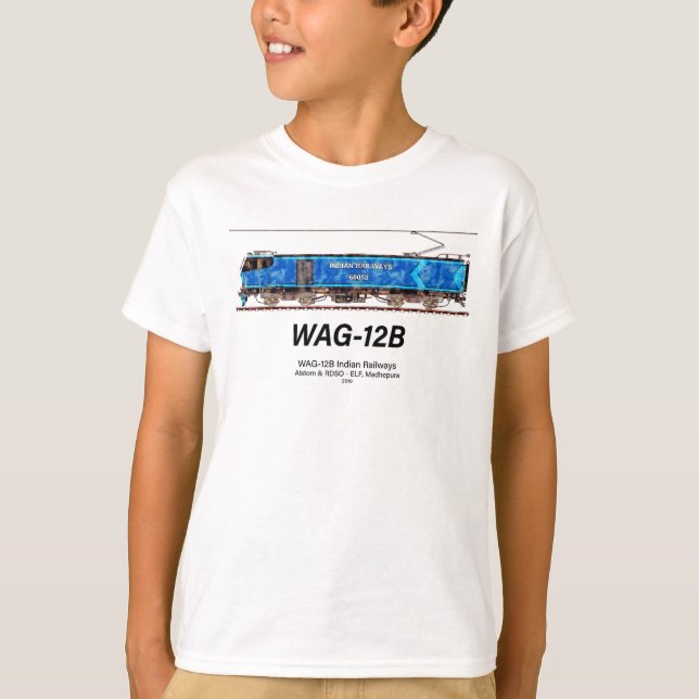 Camiseta Locomotiva WAG-12B. Caminho de ferro da Índia (Frente)
