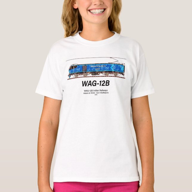 Camiseta Locomotiva WAG-12B. Caminho de ferro da Índia (Frente)
