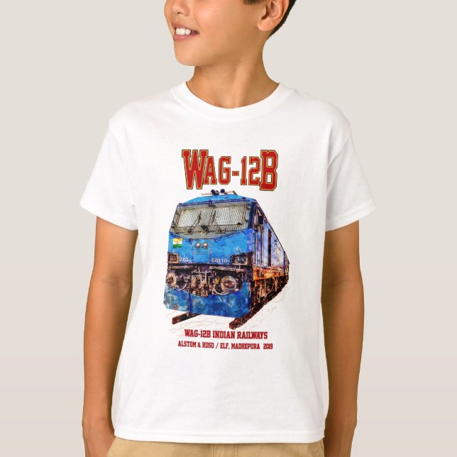 Camiseta Locomotiva WAG-12B. Caminho de ferro da Índia (Frente)