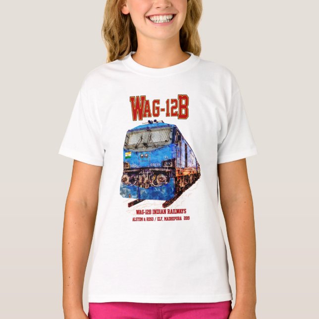Camiseta Locomotiva WAG-12B. Caminho de ferro da Índia (Frente)