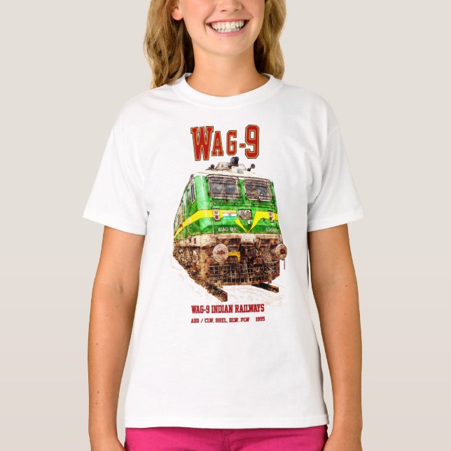 Camiseta Locomotiva WAG-9. Caminho de ferro da Índia (Frente)