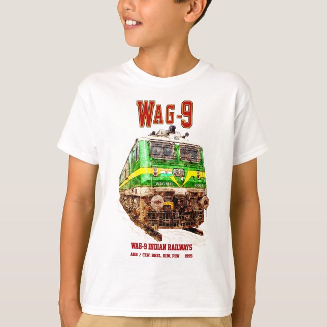 Camiseta Locomotiva WAG-9. Caminho de ferro da Índia (Frente)