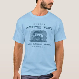 Camiseta Locomotive Works de 1852 em Boston, azul de aço