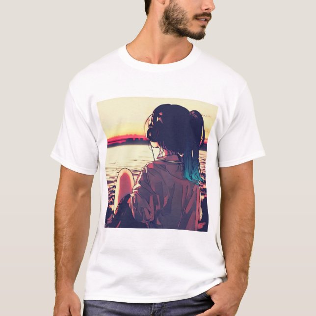 Camiseta Lofi-Girl White T-Shirt (Frente)