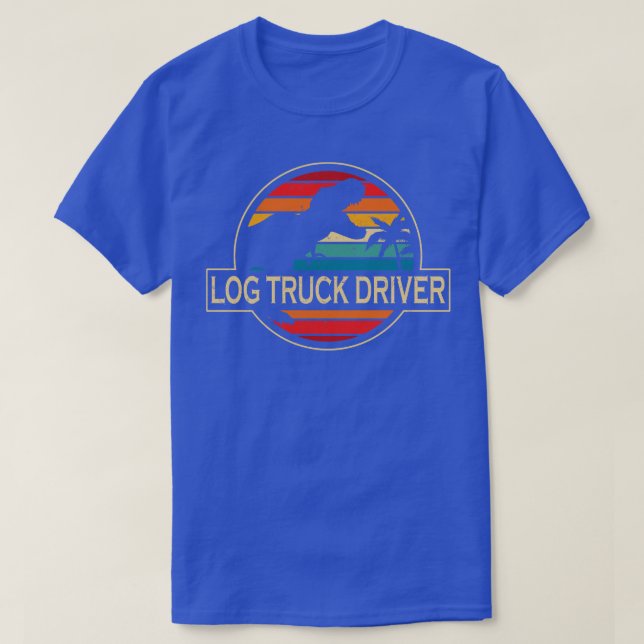 Camiseta Log Truck Driver Dinosaur (Frente do Design)