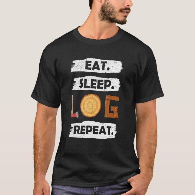 Camiseta Logger Coma Registro de Repouso Repetir Árvore Lum (Frente)