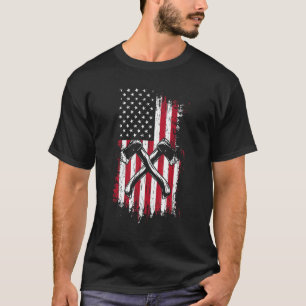 Camiseta Logger Lumberjack American Flag Ax Jogando Hatch